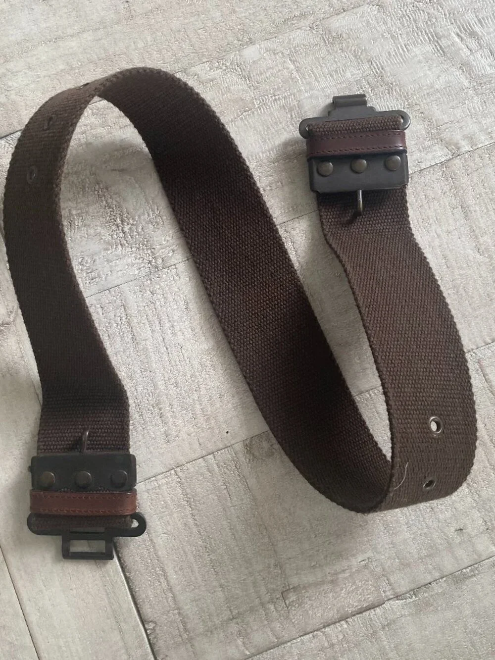 Vintage Military Style Brown Canvas Web Waist Belt